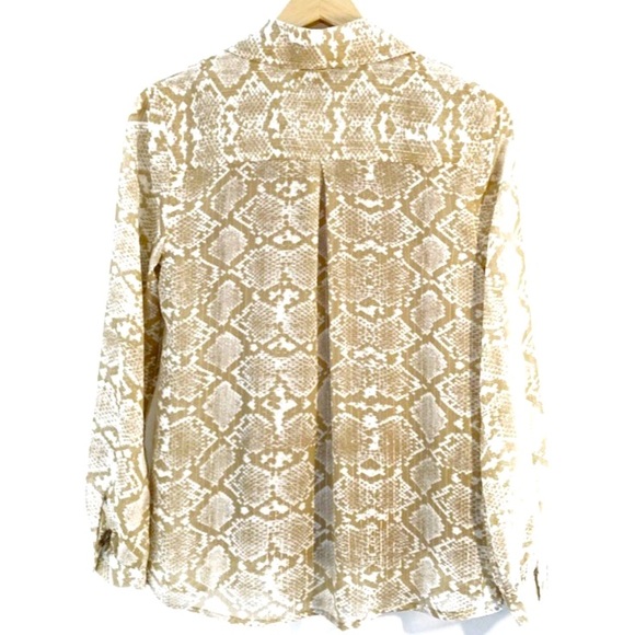 Dana Buchman Taupe,Beige & White Sparkly Snake Print Blouse & Attached Cami, XS - Picture 2 of 12